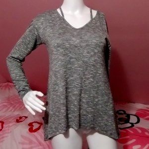 Juicy Couture (XS) long sleeve Top Strappy Detailing Cut out - Grey